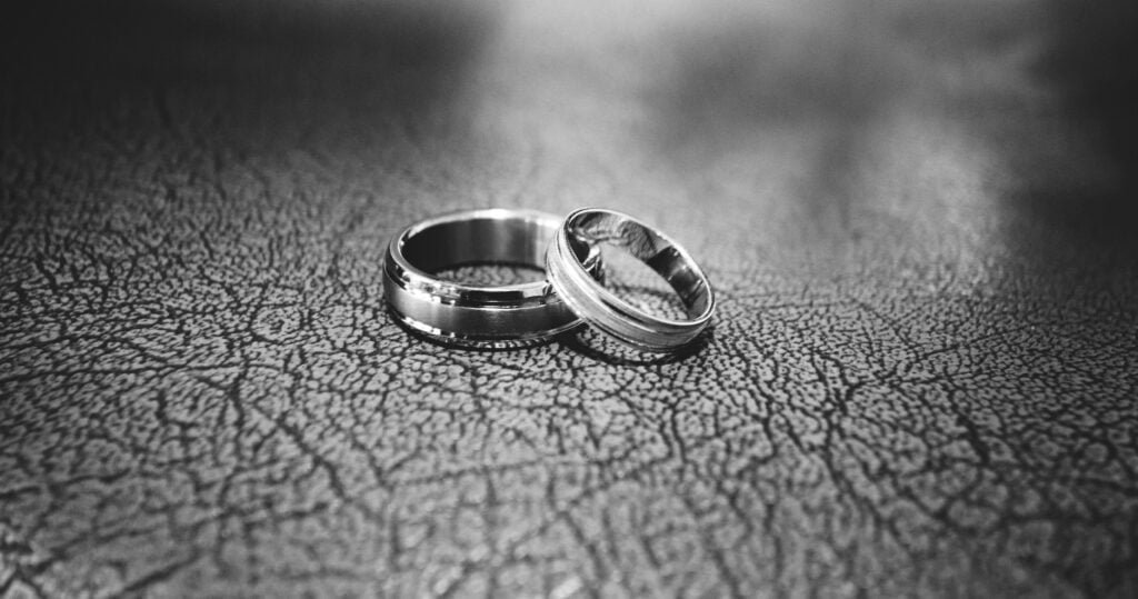 a set of platinum wedding bands