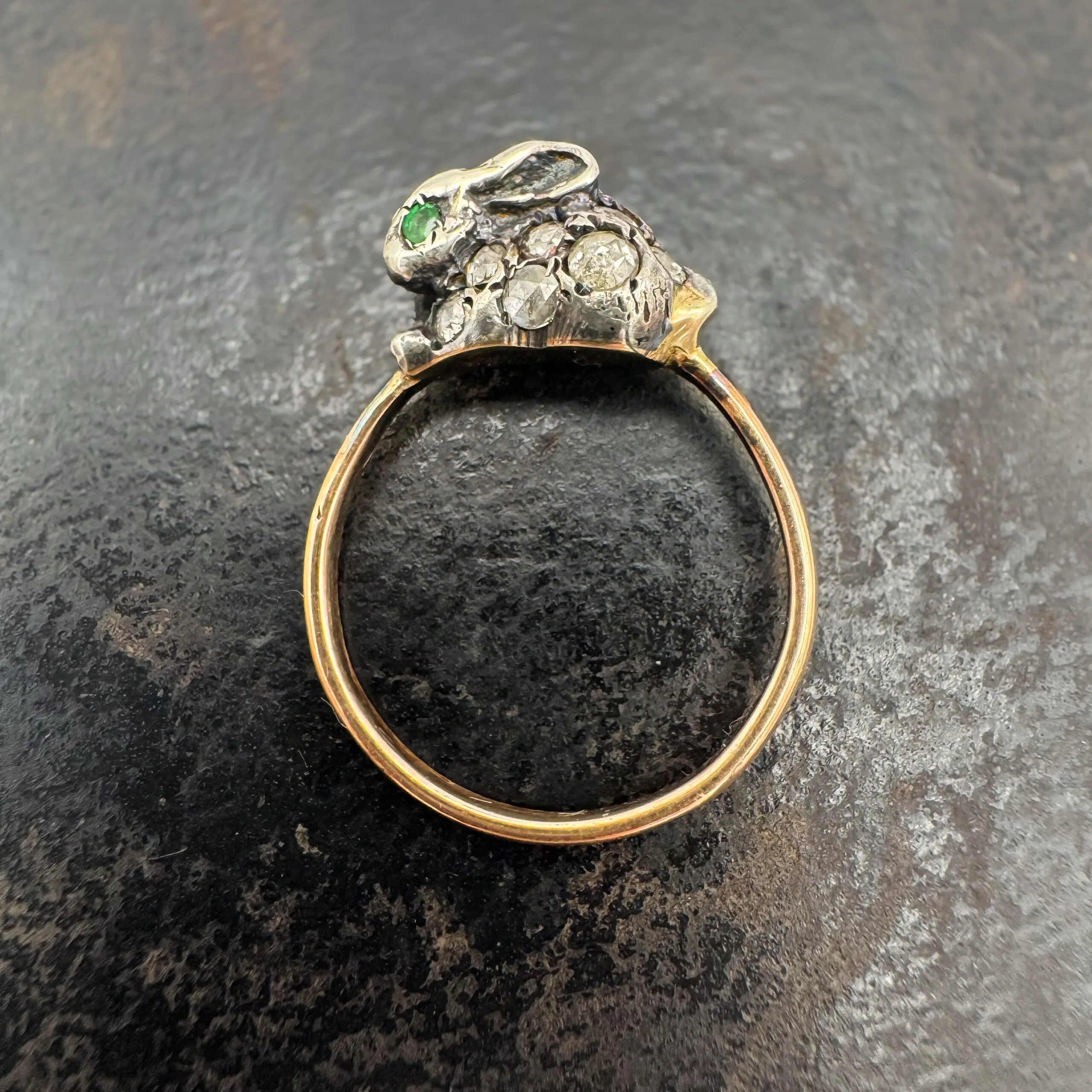 Diamond & Emerald Rabbit Ring - Image 5