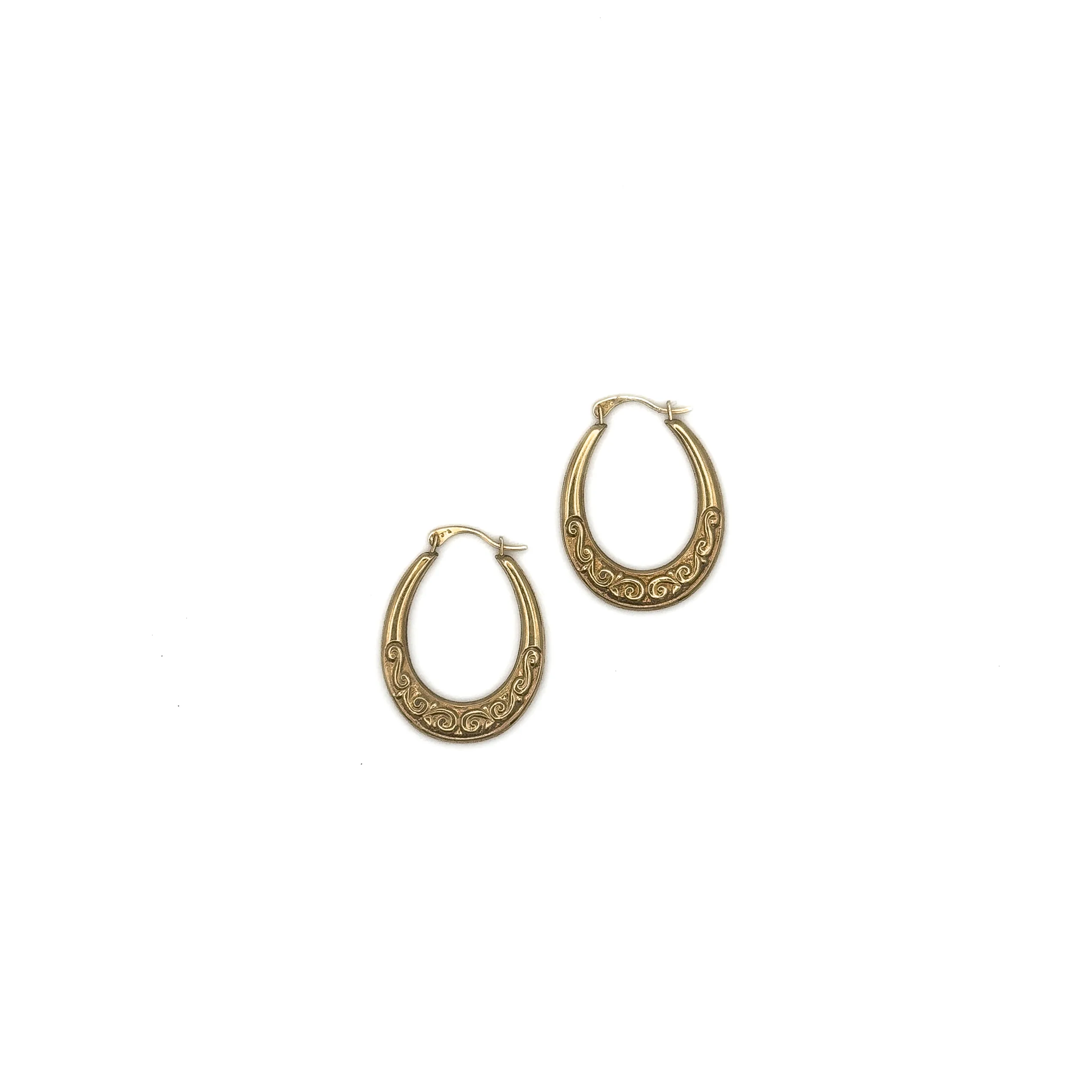 9ct Gold Half Patterned Creoles