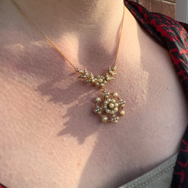 Edwardian Seed Pearl Necklace - Image 10
