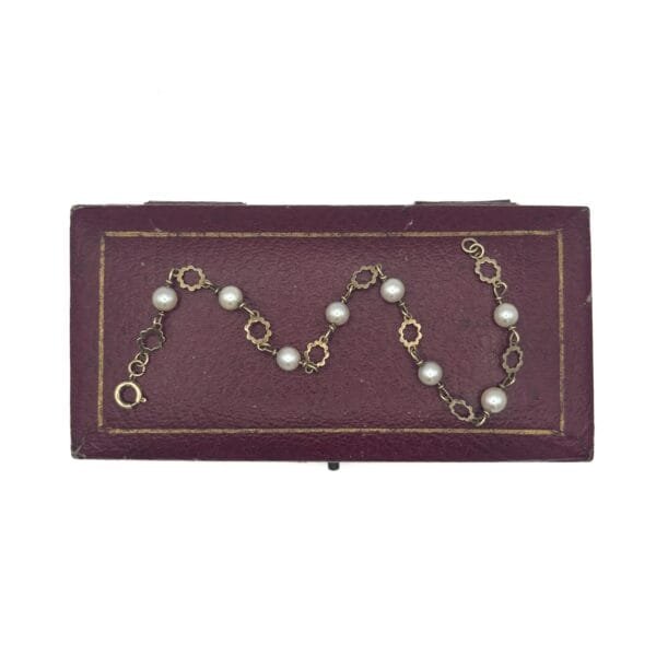 Vintage 9ct Gold Pearl Bracelet - Image 2