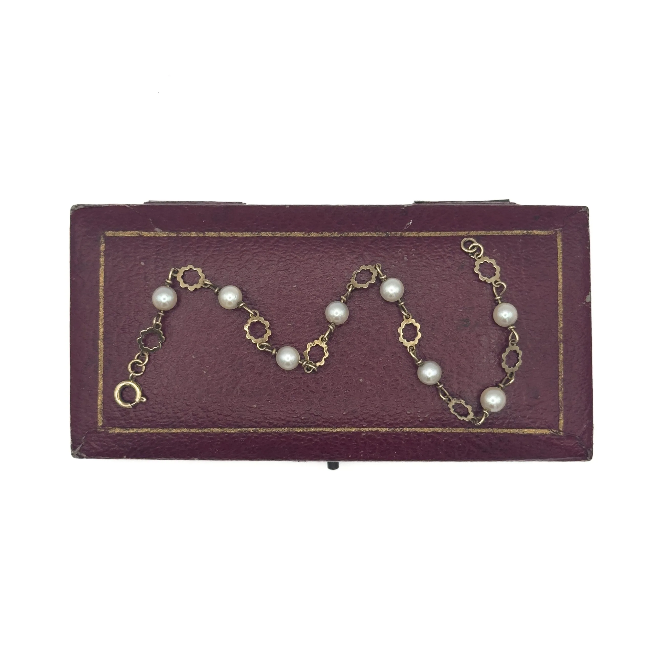 Vintage 9ct Gold Pearl Bracelet - Image 2