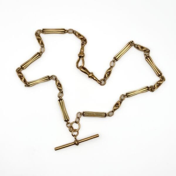 Antique 9ct Rose Gold Lovers Knot/Fetter Link Albert Chain - Image 3