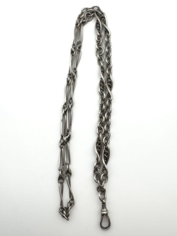 Unusual Antique Silver Multi-link Chain - Image 5