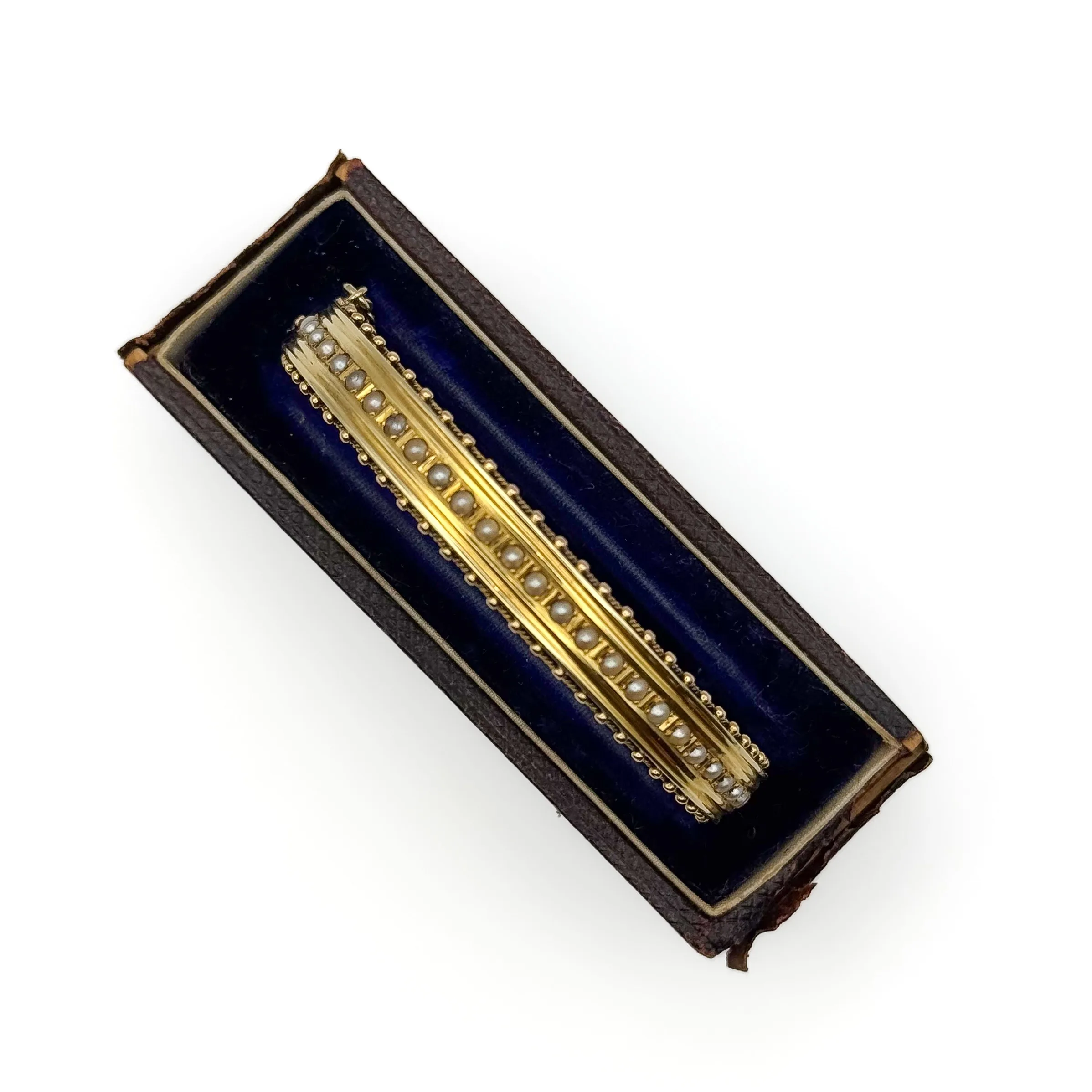 Victorian Etruscan Revival Seed Pearl Bangle - Image 4