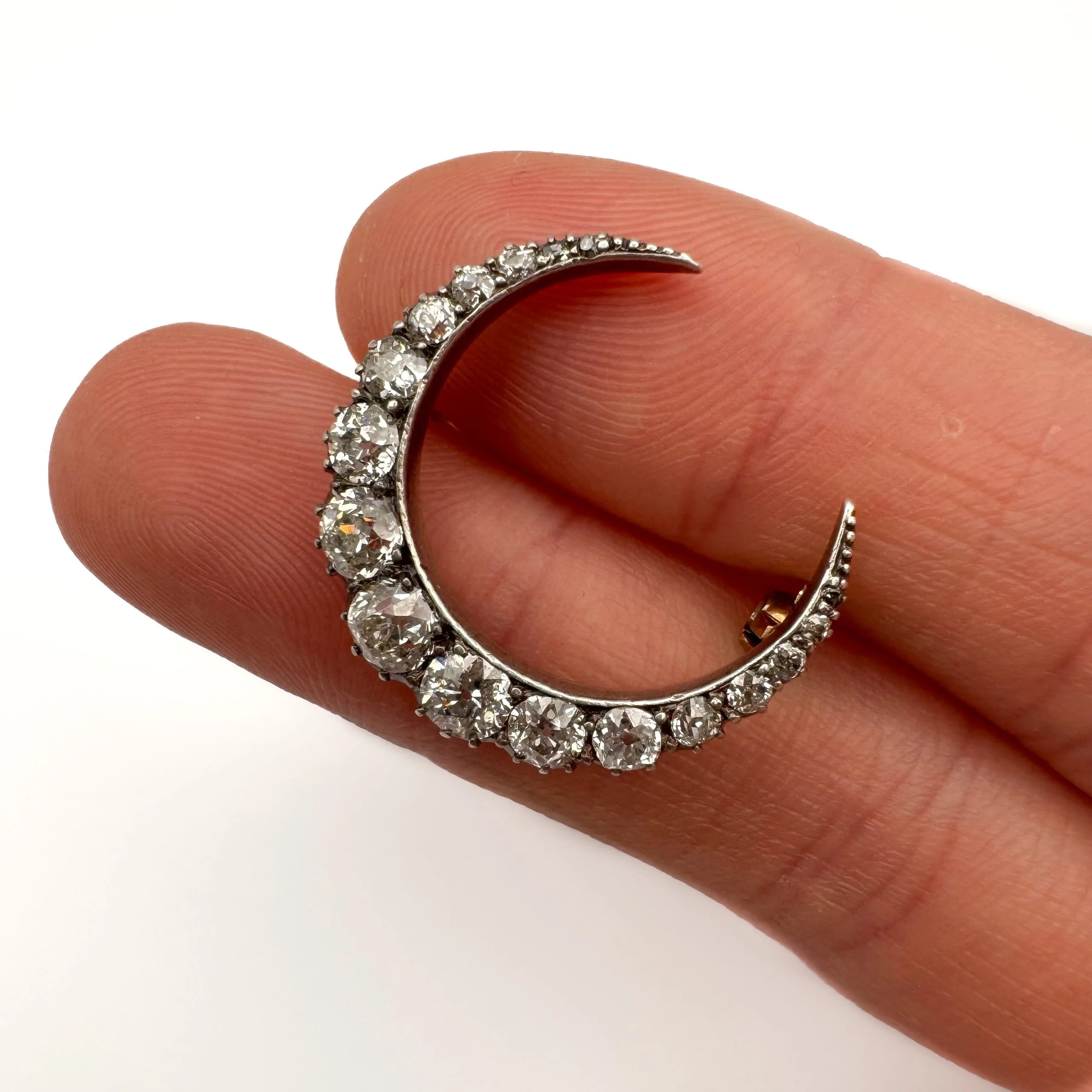 Victorian Diamond Crescent Brooch - Image 3