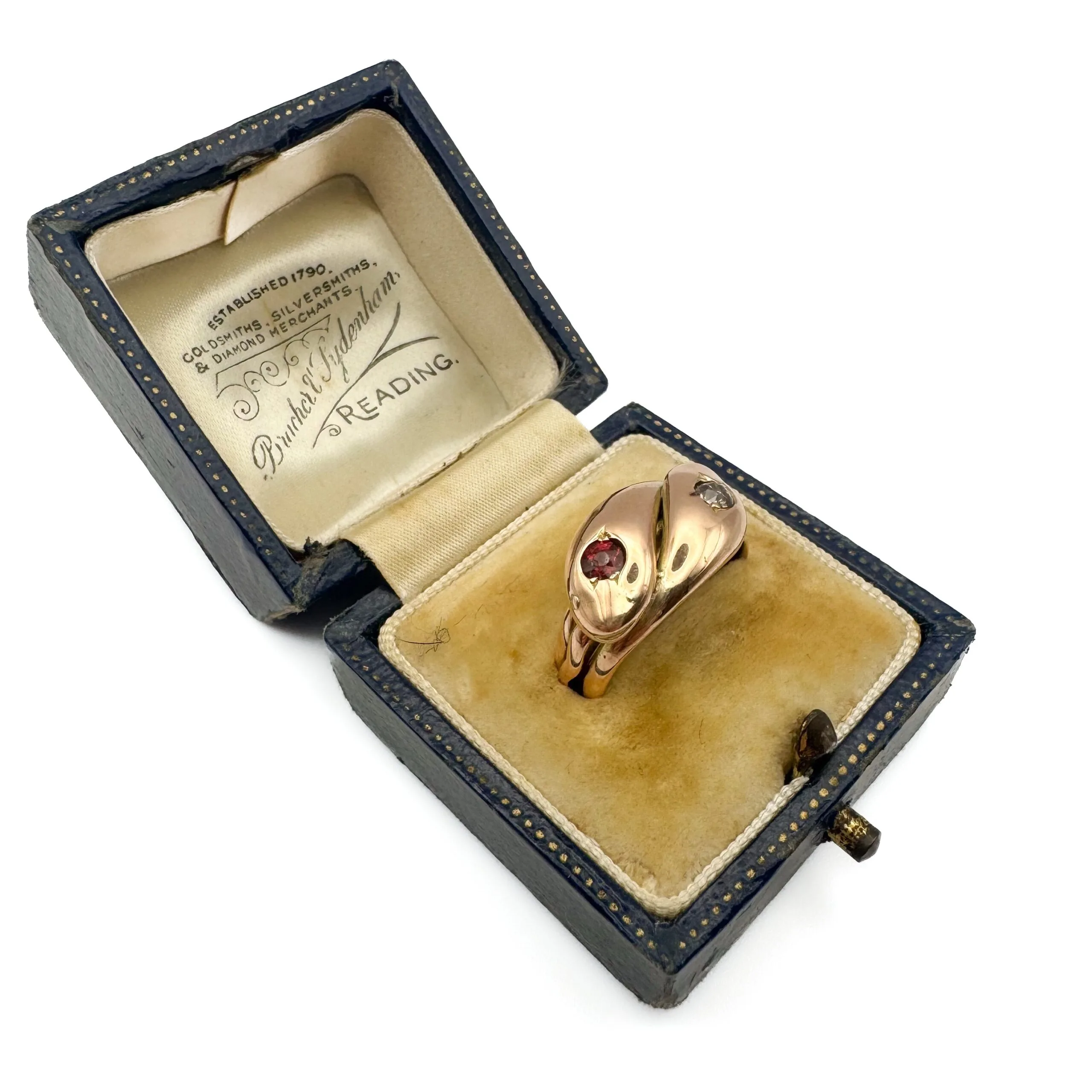9ct Rose Gold Snake Ring with Ruby & Diamond - Image 5