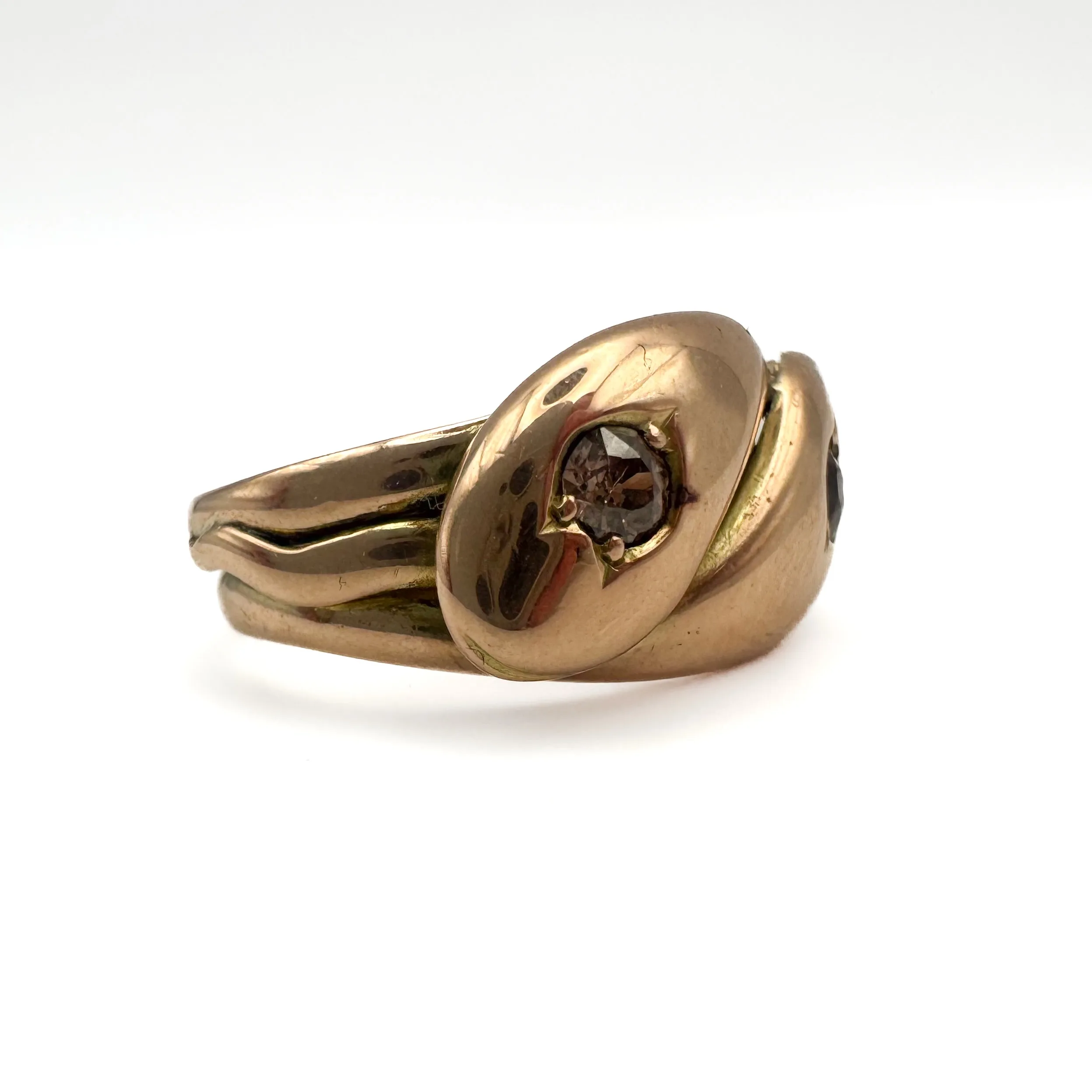 9ct Rose Gold Snake Ring with Ruby & Diamond - Image 3