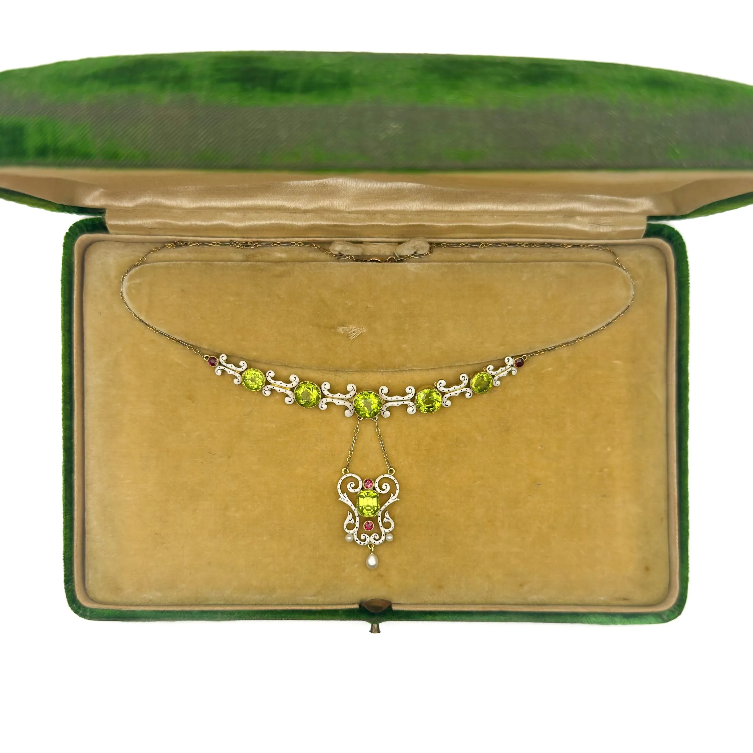 Peridot, Ruby, Pearl & Enamel Necklace - Image 3