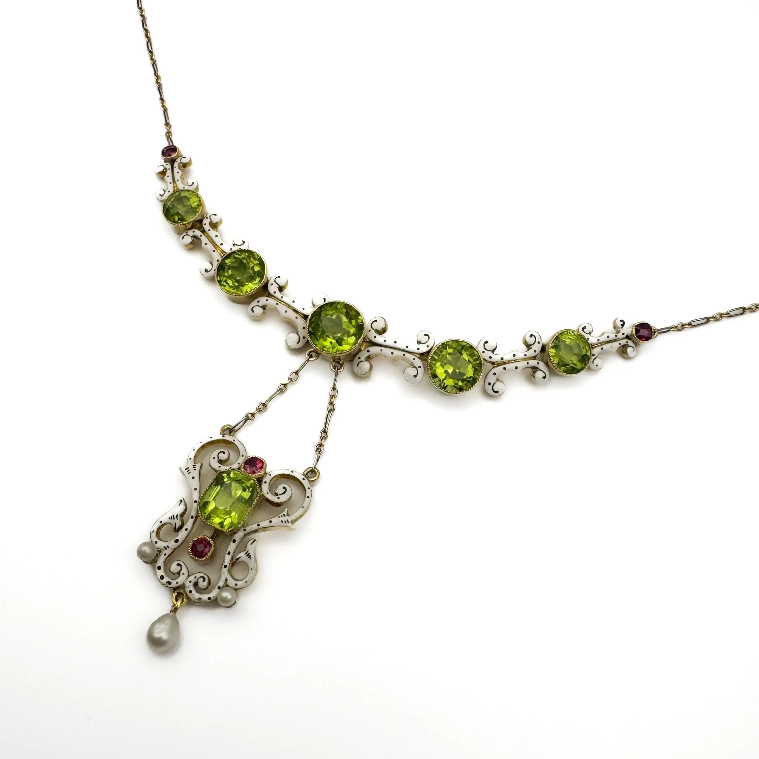 Peridot, Ruby, Pearl & Enamel Necklace - Image 7