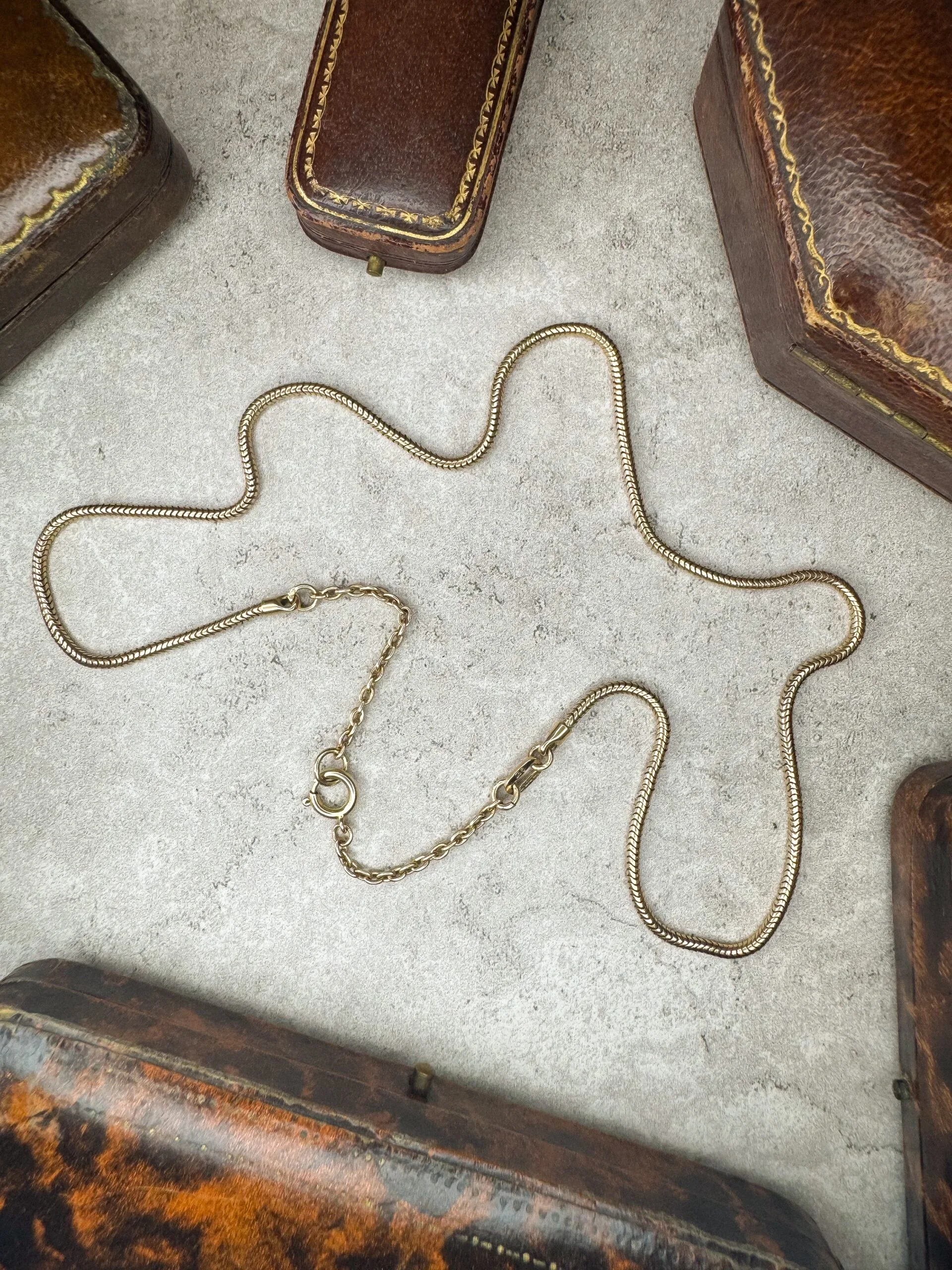 Mid Century 9ct Gold Snake Chain with Cable Extender - Image 8