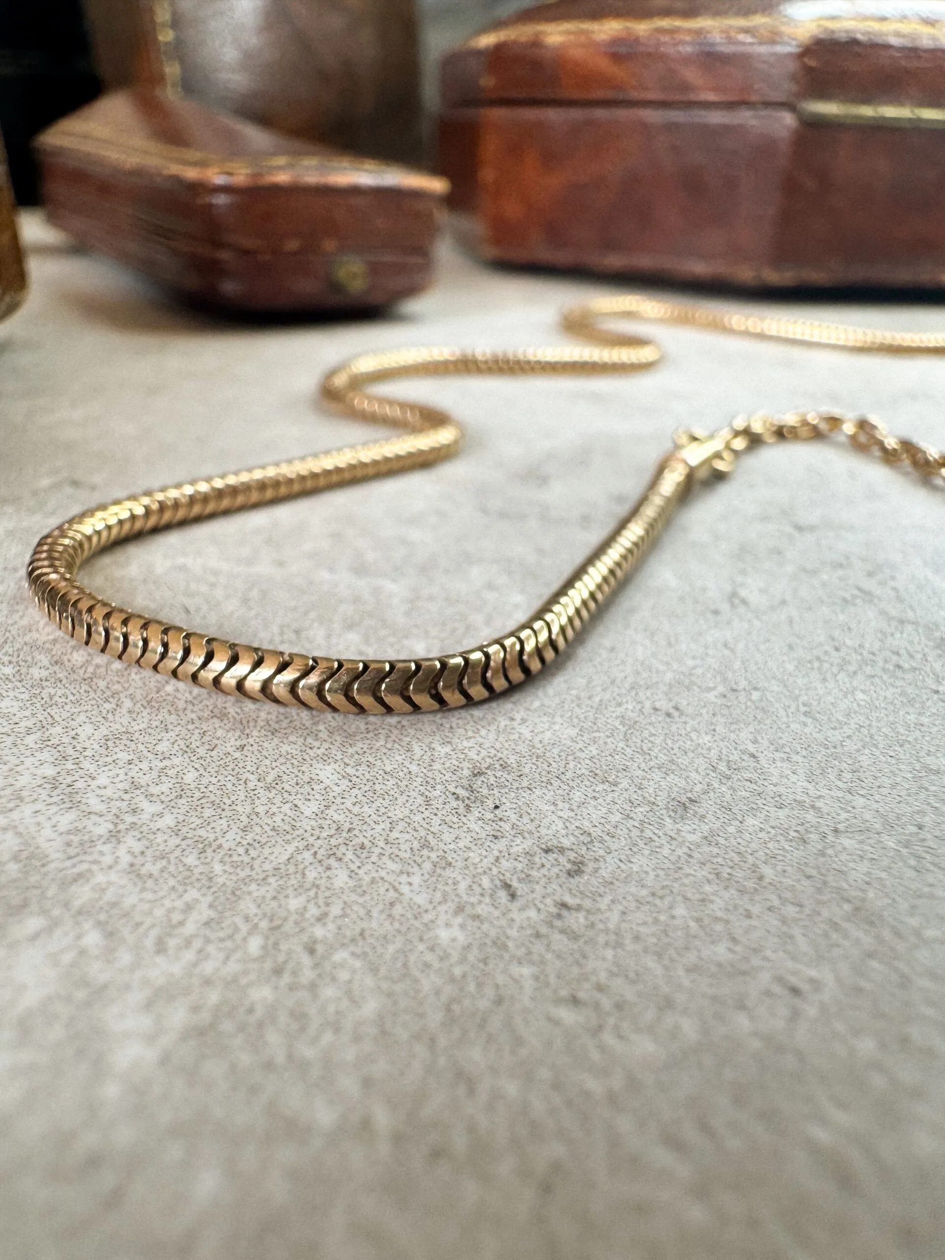 Mid Century 9ct Gold Snake Chain with Cable Extender - Image 7