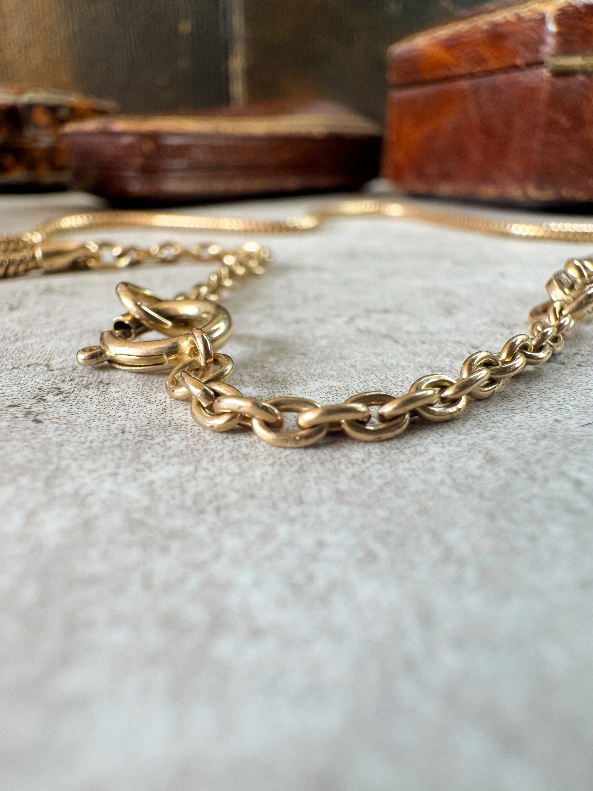 Mid Century 9ct Gold Snake Chain with Cable Extender - Image 5